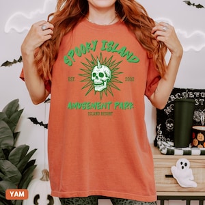 Spooky Island Comfort Colors® Shirt, Retro Halloween Movie Tee, Disco Skull T-Shirt, 90s Nostalgia Halloween, Summer Spooky Shirt, Gift Idea