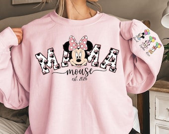 Custom Mama Mouse Sweatshirt, Disney Mama Est 2026 Sweater with Kids Names, Personalized New Mom Hoodie, Mothers Day Gift, Minnie Mama Shirt