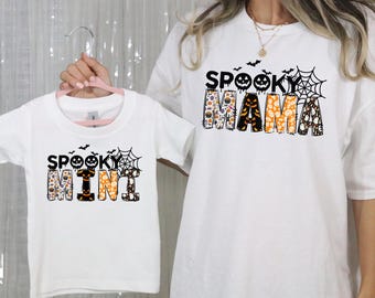 Bijpassende shirts Spooky Mama en Mini, Halloween-shirts moeder en kind, familie-outfits Spooky Season, T-shirt Halloween Mommy and Me, Spooky Season