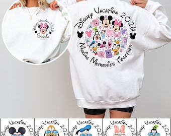 Disney Vacation 2026 Making Memories Together Sweatshirt, Custom Name Disney Family Matching Sweat,Walt Disney World Trip Mickey and Friends