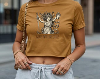 Frauen werden Mädchen sein, Crop Top, Medusa Kopf Shirt, Sommer Baby T-Shirt, weibliche Power, Demonstration Shirt, griechische Gott Grafik, Feminismus T-Shirt, Gleichheit