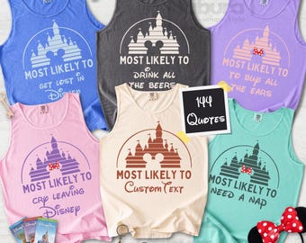Most Likely To Disney Comfort Colors® Tank Top, Custom Disney Trip Group Tee, Funny Disney Vacation Shirt, Disneyworld Trip 2026 Tank Top