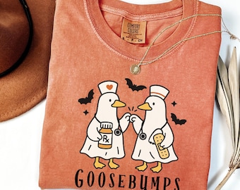 Spooky Goosebumps Halloween Nurse Comfort Colors® Shirt, Silly Goose Nurse Shirt, Nicu Nurse Halloween Tee,Boo Boo Crew Nurse Gift For Women