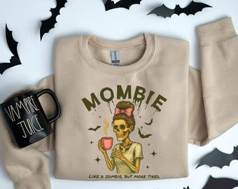 Mamma-tröja, mamma-halloween-tröja, zombiemamma, mamma-svett för Halloween, som en zombie men mer trött tröja, mamma-tröja