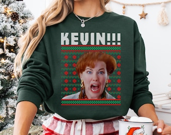 KEVIN! Home Alone Christmas Meme Sweatshirt, Funny Movie Ugly Sweater Style Sweat, Home Alone Sweat, Kevin Meme Hoodie, Retro Movie Sweat