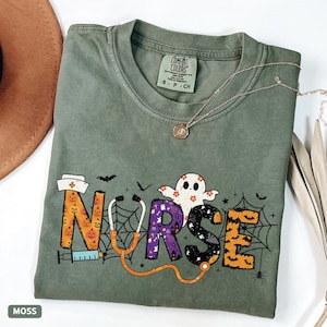 Comfort Colors® Halloween Nurse Shirt, Cute Nurse Gift, Nursing School Shirt, Gift for Nurse, Nursing Shirt, Nurse Shirt for Halloween