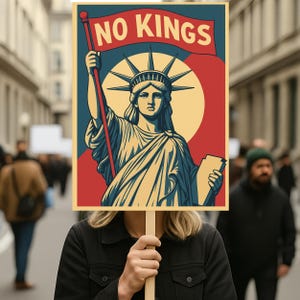 No Kings In America Protest 18&quot;-24&quot; Sign, Pro Democracy Resistance Anti-Trump, Political Activist Poster, Rally Sign, Resist Fascism Poster
