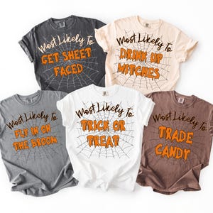 Comfort Colors® Personalized Family Halloween Matching Shirts, Most Likely to Halloween Party, Matching Halloween Shirt, Custom Group Shirts