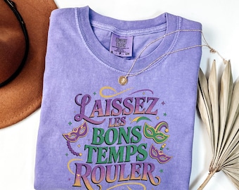 Laissez Les Bons Temps Rouler Comfort Colors® T-Shirt, Retro Mardi Gras Shirt, Fat Tuesday Tee, Louisiana Shirt, Mardi Gras 2026 Shirt