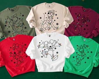 Mickey und Friends Weihnachten Sweatshirts, Mickey Disney Weihnachtslichter Sweat, Disneyland Xmas Hoodie, Merry Weihnachten Urlaub Sweatshirt