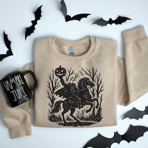 Headless Horseman Sweatshirt, Halloween Fall Pumpkin Hoodie, Scary Costume Sweat, October Festive Unisex Sweatshirt, Horror Lover Gift