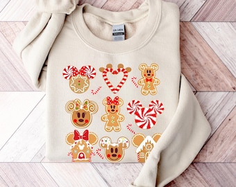 Mickey and Minnie Gingerbread Sweatshirt, Disney Snacks Sweat, Disneyland Christmas Hoodie, Christmas Party Crewneck, Disney Xmas Sweatshirt