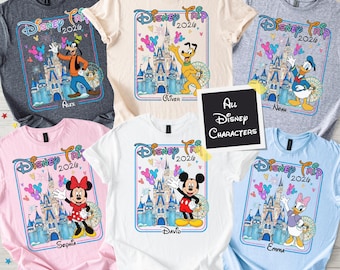 Custom Disney Trip 2026 Family Shirts, Family Vacation 2026 Shirt, Disney Castle Trip Shirt, All Disney Characters Shirt, Custom Name Shirt