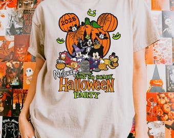 Vintage Mickey's Not So Scary 2025 Shirt, WDW Halloween Family Costume Outfit, Halloween Group Shirts, Mickey & Friends Skeleton Pumpkin Tee