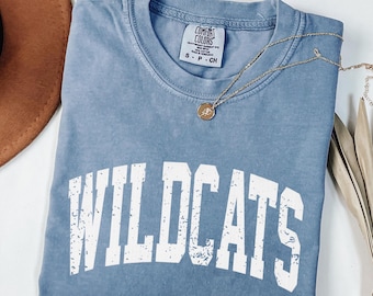 Wildcats Comfort Colors® Shirt, Vintage Wildcats Mascot Shirt, Wildcats Team Shirt, Wildcats School Spirit Shirt, Retro Wildcats T-shirts