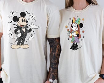 Disney Mickey And Minnie Halloween Comfort Colors® Shirts, Disney Matching Couple Shirt, Mickey and Minnie Shirt, Disneyland Halloween Tee