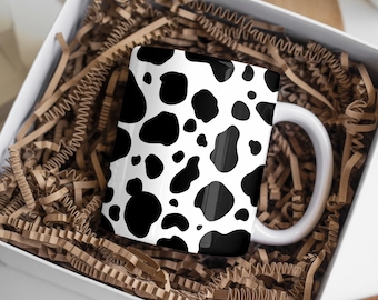 Koe print 11oz-15oz mok sublimatieontwerp, koehuid mok sublimeren ontwerpen, Cricut mok persomslag png-bestand, digitale download