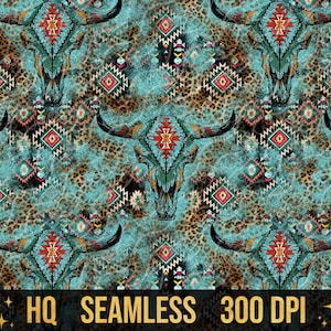 Seamless Cowhide Aztec PNG, Sublimate Download, Digital Paper, Printable Background, Animal Print, Leopard, Western Printing PNG File