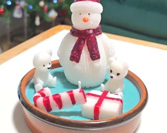Handgemachte Duftkerze Schneemann aus Naturwachs – Weihnachtsdekoration, Weihnachtsfeiergeschenk, Weihnachten