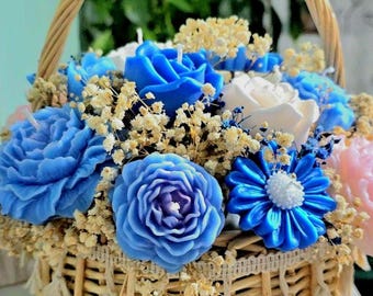 Duftkerze Blumenkorb - Handgefertigt mit Liebe, Geburtstag, Einzigartiges Geschenk, Muttertag