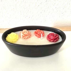 Vela perfumada natural en un bonito recipiente: decoración de flores de cera de colores, regalo de cumpleaños, regalo de Navidad, decoración del hogar, Día de la Madre