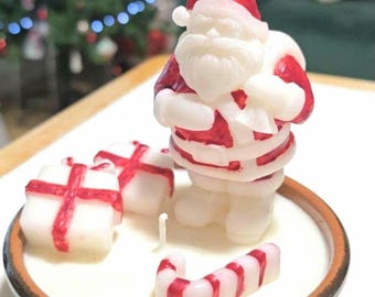 Handgemachte Weihnachtskerze in Naturduftkerze - Weihnachtsmann Geschenke & Festliche Deko zu Weihnachten / Christmas