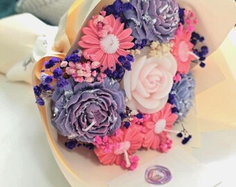 Ramo de flores en velas perfumadas – Regalo original para el Día de la Madre o un cumpleaños, para ella