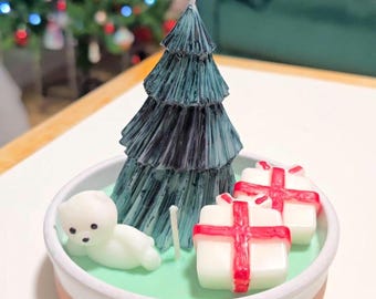 Natürliche Duftkerze in Form eines Weihnachtsbaums - Geschenkidee für Weihnachten, Geburtstagsfeiern und Weihnachtsdekorationen