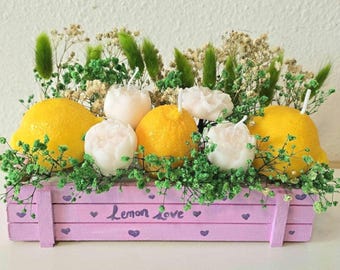 Zitronenbox in natürlicher Duftkerze, eine elegante Dekoration, ideal für alle Anlässe, Geburtstage, Weihnachtsdekoration, Geschenk