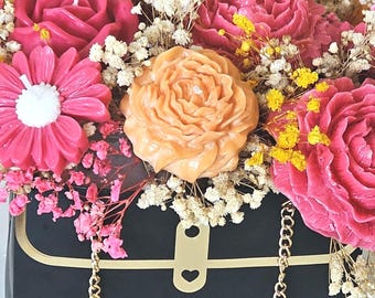 Blumenbeutel, natürliche Duftkerzen, handgefertigt, ideal für Hochzeiten, Muttertag, Geburtstage und als Dekoration für das Zuhause