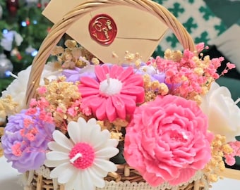 Duftender Blumenkorb aus Wachs – natürliches und originelles Geschenk zum Geburtstag, für den Partner oder zum Muttertag, Halloween-Geschenk