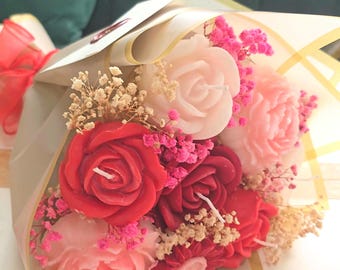 Duftender Rosenkerzenstrauß, einzigartiges Geschenk für besondere Anlässe, Muttertag, Geburtstag, einzigartiges Geschenk