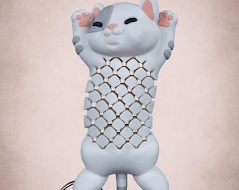 3D Printed Articulated Cat Keychain – Cute Flexible Fidget Toy, Animal Keychain Gift for Cat Lovers,