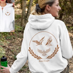 Bald Eagle Zip-Up Hoodie – Vintage Birdwatcher Forestcore Apparel