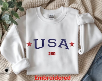 Custom 4th of July Embroidered Crewneck Sweatshirt | American Heritage USA Shirt with Year Options