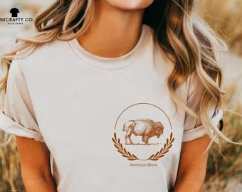 Bison T-Shirt - Unisex Vintage Buffalo Print, Nature Lover Tee