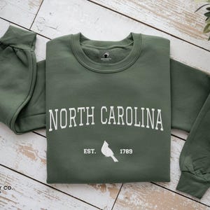Embroidered North Carolina Sweatshirt - State Pride Apparel, Crewneck Long Sleeve Travel Souvenir image 8