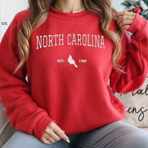 Embroidered North Carolina Sweatshirt - State Pride Apparel, Crewneck Long Sleeve Travel Souvenir image 7