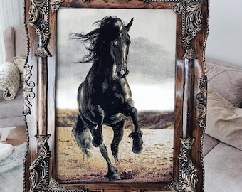 Machine Woven Horse Wall Art - Framed Tapestry - Horse Lover Gift - Equestrian Wall Hanging - Wall Decor Gift - Decorative Plastic Embellish