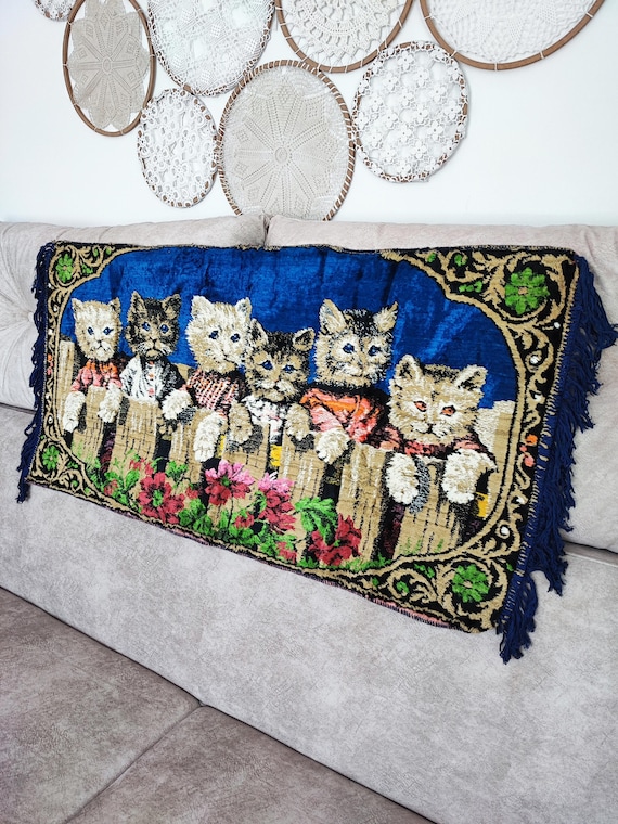 EGE社 ヴィンテージラグ 北欧 ミッドセンチュリー 60s 猫 タペストリー デンマーク製 ヴィンテージラグ ミッドセンチュリー スペース