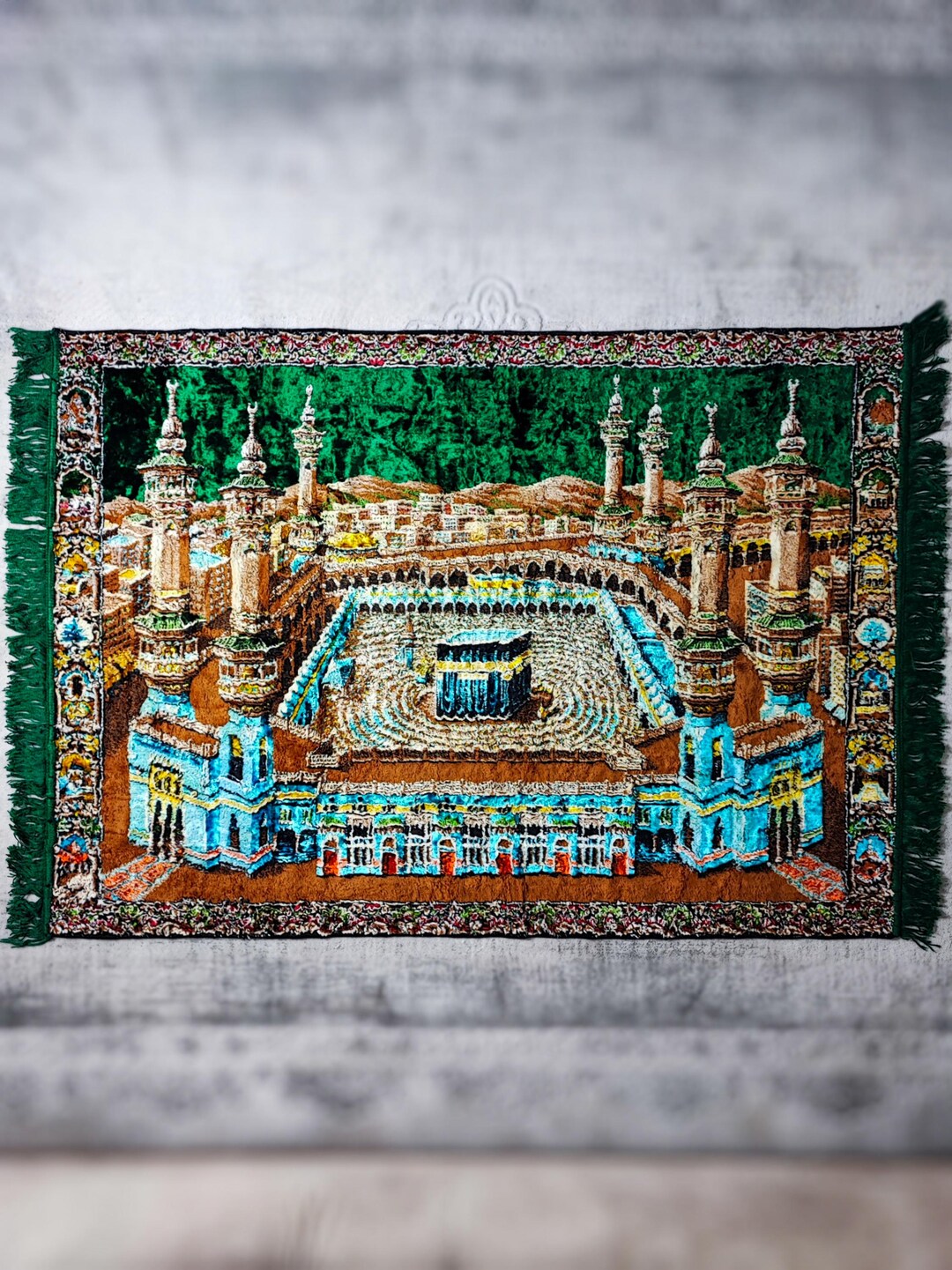 Vintage Islamic Velvet Wall Hanging Rug | Kaaba Tapestry | 1960s Muslim ...