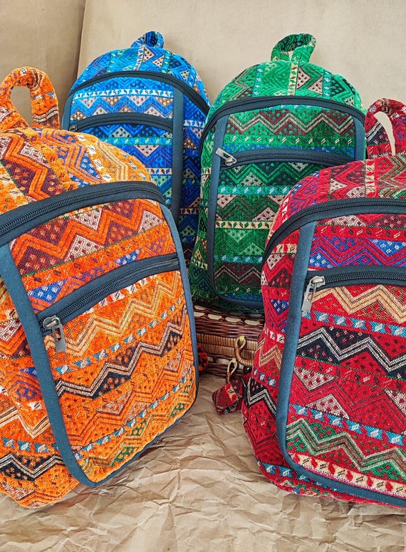 Handcrafted colorful backpack Handcrafted Mola and Leather Backpack I Handmade I Cream  main image 4