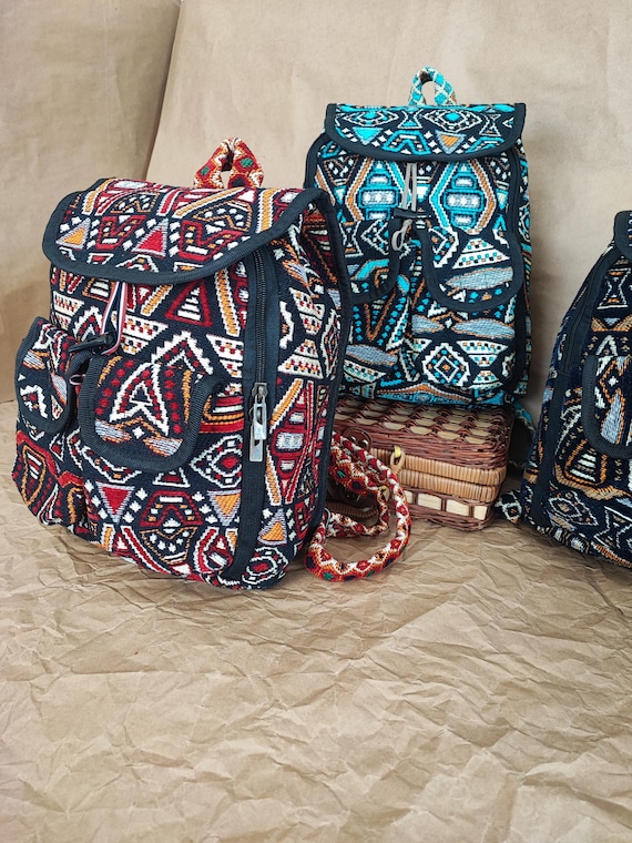 Handcrafted colorful backpack Ethno Style Backpack | Blue Maya | Patchwork Backpacks main image 2