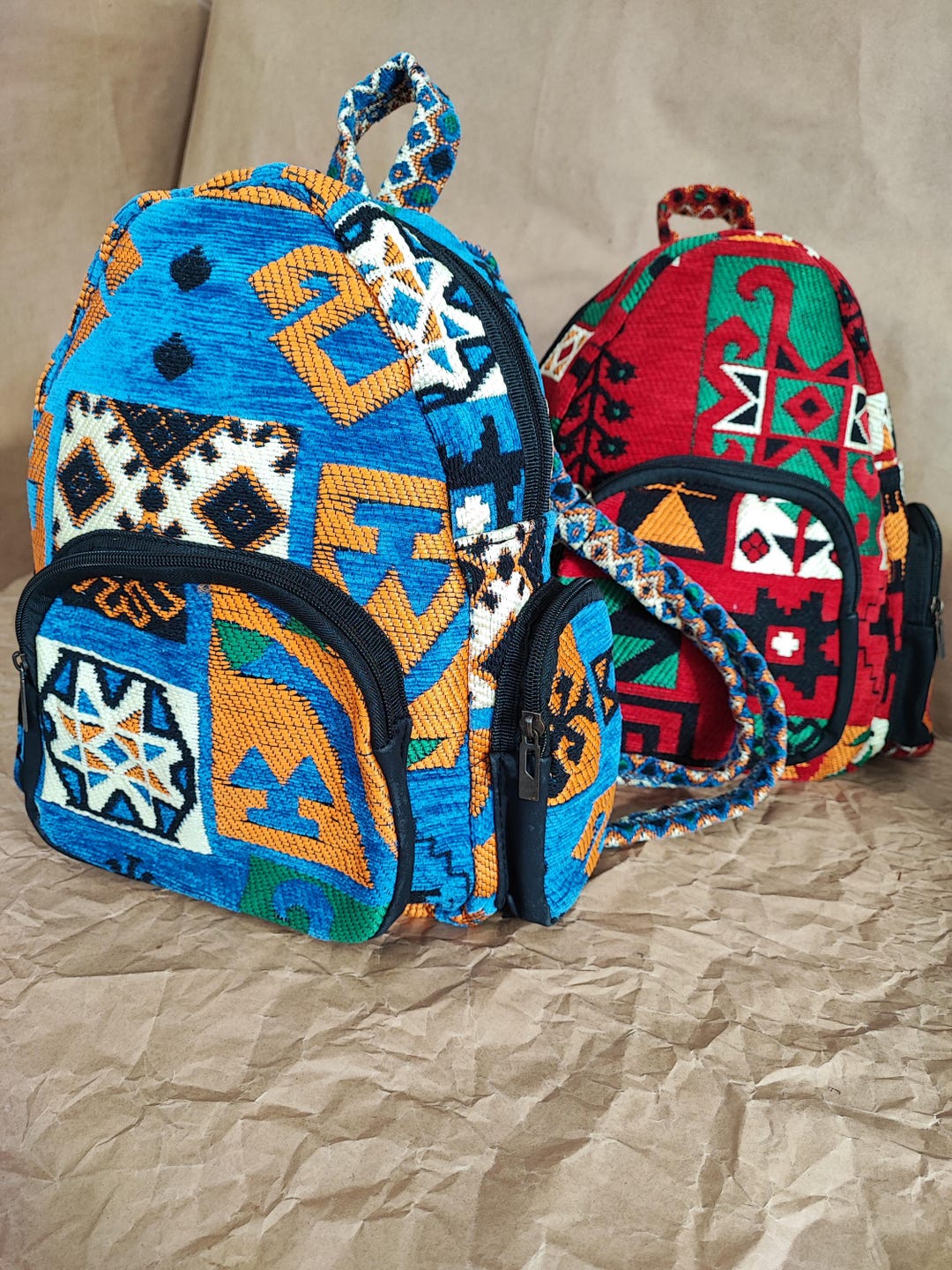 Vibrant Boho Kilim Pattern Backpack With Ethnic Patterns  display picture 2