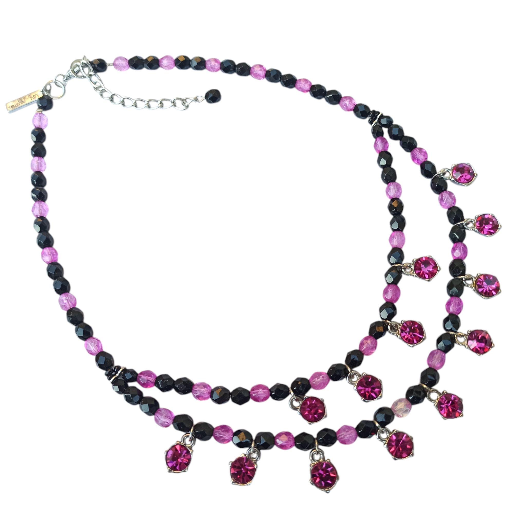 Collier Vintage En Perles De Jais Noir - Ancien, Occasion, Longueur Environ 2?