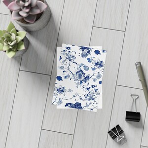 Chinoiserie, bloemenkaartbundel | Blauw-witte briefpapierset, wenskaarten voor alle gelegenheden, creatieve post, bedankbriefjes