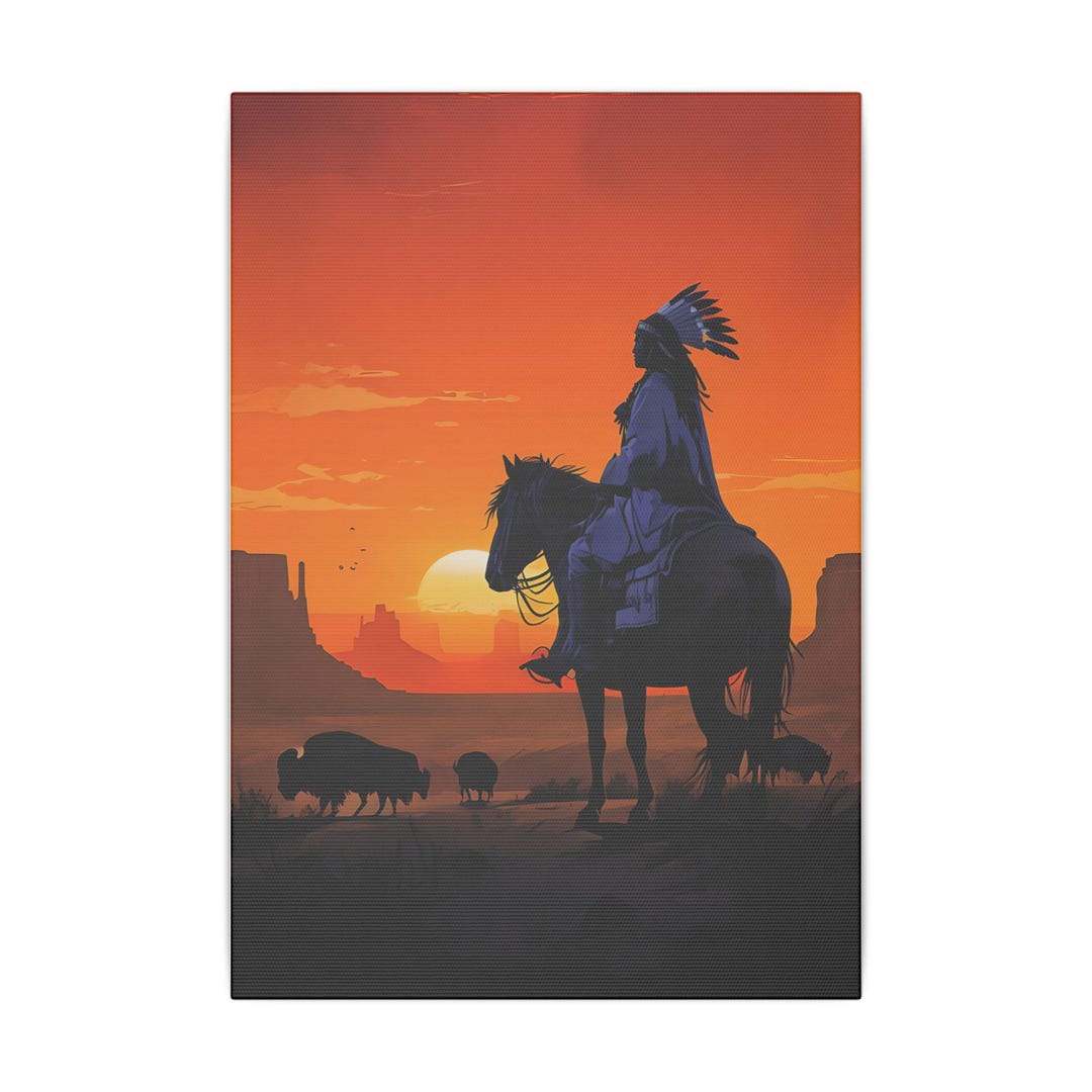 Native Body Sunset Design Native American Sunset Giclée Print Canvas Wall Art, Bohemian Home ...