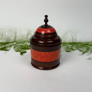 Vintage Wooden Jar with Lid | Handcrafted Decorative Wood Container | Rustic Boho Home Decor | Small Trinket Box Storage