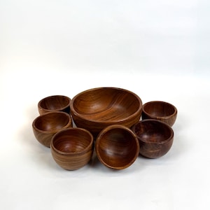Juego de cuencos de madera: cuencos artesanales de madera maciza para servir / Juego de cuencos para ensalada y aperitivos de SimplyTera / Utensilios de cocina de madera de acacia natural