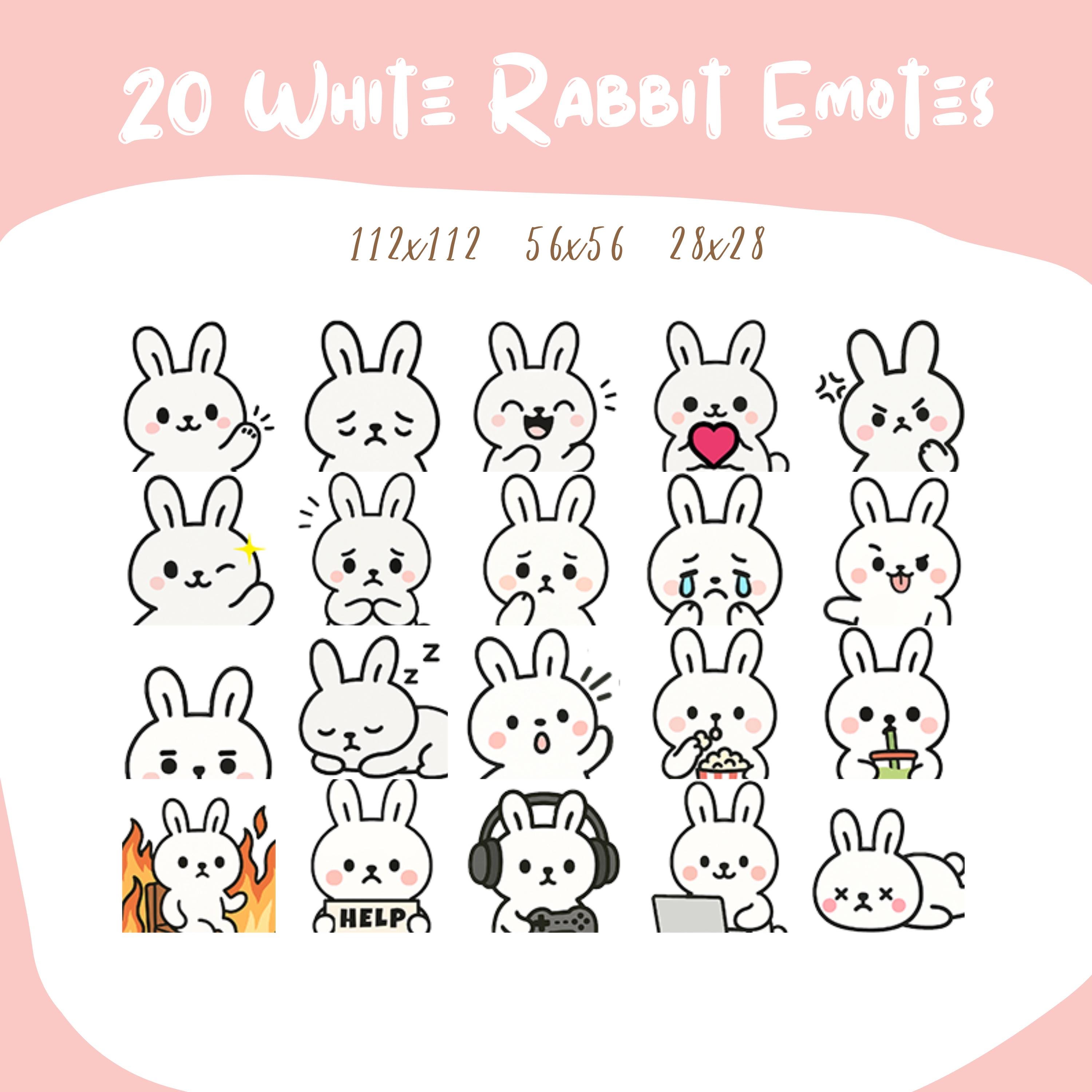 20 White Rabbit Emotes // Twitch - Youtube - Slack - Emojis // Instant ...